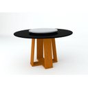 Ver imagem 1 de Mesa Isabela 135x135 com Tampo Giratório - Ipê/preto/off White