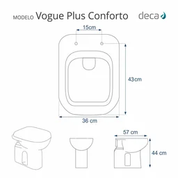 Assento Sanitário Poliester para Vaso Deca Vogue Plus Conforto PNE (Sem Abertura Frontal) - 3