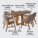Ver imagem 4 de Conjunto Mesa Julia com Debora 6 Lugares Tampo MDF Freijo Pes Cerejeira Bege Veludo 160cm Ideal