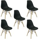 Ver imagem 6 de Conjunto de Mesa de Jantar Eames Eiffel Redonda 110cm Tampo de Madeira Preto com 5 Cadeiras Pretas
