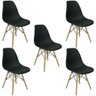 Conjunto de Mesa de Jantar Eames Eiffel Redonda 110cm Tampo de Madeira Preto com 5 Cadeiras Pretas - 5