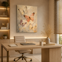 Ver imagem 2 de Quadro Decorativo Borboletas Delicadas em Canvas Tons Neutros 60x90