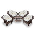 Ver imagem 1 de Conjunto Madagascar - 4 poltronas + Mesa Oval - Duna Cru