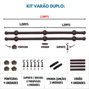 Ver imagem 3 de Kit Varão para Cortina 2,50 Metros 19mm Tabaco
