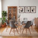 Ver imagem 1 de Mesa Eames Vidro 110cm + 6 Cadeiras Saarinen Wood - Seat&Co