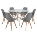 Ver imagem 2 de Mesa Eames Vidro 110cm + 6 Cadeiras Saarinen Wood - Seat&Co