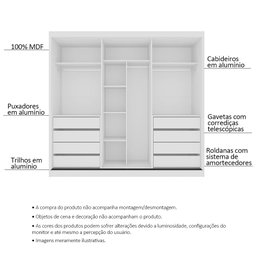 Guarda Roupa Casal 3 Portas de Correr 8 Gavetas Tókio Branco - Saga Decor - 3