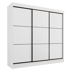 Guarda Roupa Casal 3 Portas de Correr 8 Gavetas Tókio Branco - Saga Decor