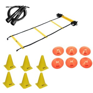 Kit Escada Agilidade Pvc 6 Cones 6 Chapéu Half 1 Speed Rope