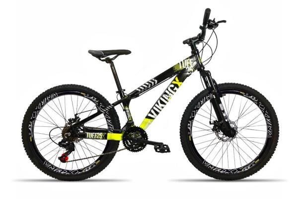 Bicicleta 26 Vikingx 21v Shimano Freio Disco Vmax Pt Amarelo - 1