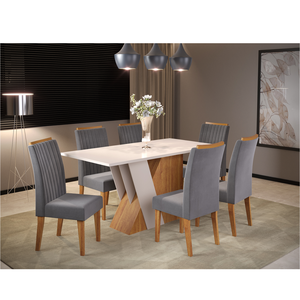 Mesa de Jantar Retangular Loreal C/6 Cad Fran Mel/blonde/grafite