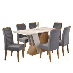 Mesa de Jantar Retangular Loreal C/6 Cad Fran Mel/blonde/grafite - Casa Giulia - 2