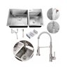 Kit Cuba Dupla Pia Gourmet Cozinha Luxo C/torneira Gourmet Monocomando Misturador Aço Inox - 1