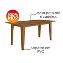 Ver imagem 2 de Conjunto de Jantar Liz 6 Lugares Tampo MDP Cadeiras Estofadas Suede Carvalho 160cm Poliman Móveis