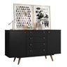 Armário Buffet Preto Retrô Califórnia Ac - Cor: Preto - 5