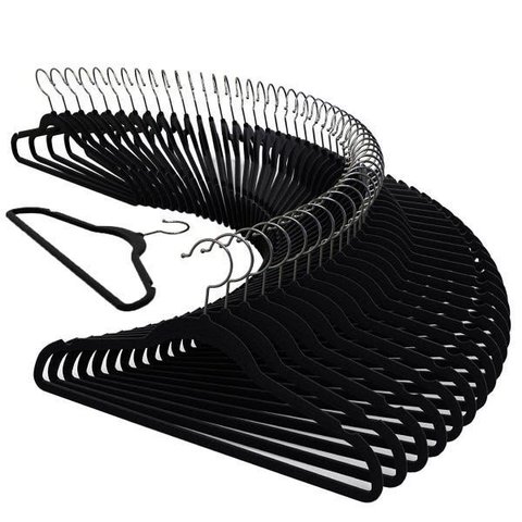 Kit 200 Cabides Premium Veludo Rrister Adulto Slim Antideslizante para Closet Organizado