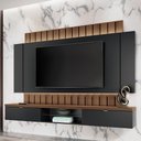 Ver imagem 2 de Painel para Tv 70 Pol Ripado com Bancada Suspensa Luzzi B01 Preto Castanho - Lyam Decor