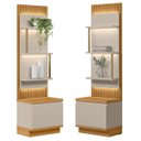 Ver imagem 1 de Kit 2 Módulos Laterais Complementares Painel Ripado com Led 2 Portas 6 Prateleiras Paulina Tauari/of