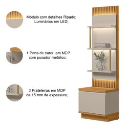 Kit 2 Módulos Laterais Complementares Painel Ripado com Led 2 Portas 6 Prateleiras Paulina Tauari/of - 5