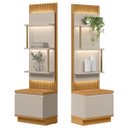 Ver imagem 7 de Kit 2 Módulos Laterais Complementares Painel Ripado com Led 2 Portas 6 Prateleiras Paulina Tauari/of