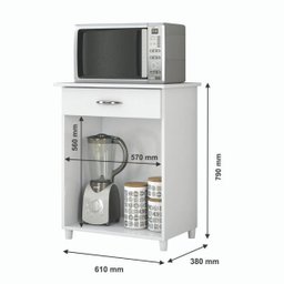 Balcão Dallas MOOB 2 Portas 1 Gaveta 60 cm Branco - 3