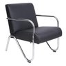 Poltrona Recepção Sabrica com Acabamento Cromado - Sintético Preto - 1