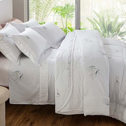 Jogo de Cama Solteiro Viúva 300 Fios Lohan - Kacyumara Estampado
