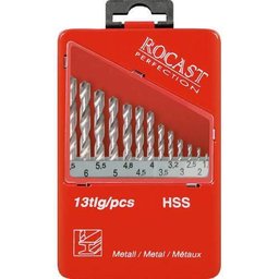 Jogo de Brocas Helicoidais 1,5 a 6,5 mm - HSS - Rocast - 1