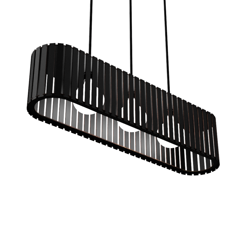 Luminária Pendente Via Láctea Modelo Ripado -:preta