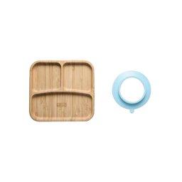 Prato Quadrado C Divisórias e Ventosa Para Alimentação Infantil Bebê 6 Meses Bambu e Silicone - 3 Prato Quadrado C Divisórias e Ventosa Para Alimentação Infantil Bebê 6 Meses Bambu e Silicone - 3