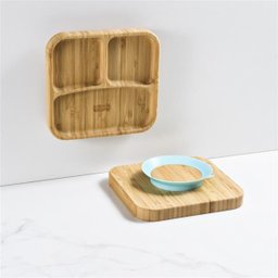Prato Quadrado C Divisórias e Ventosa Para Alimentação Infantil Bebê 6 Meses Bambu e Silicone - 4 Prato Quadrado C Divisórias e Ventosa Para Alimentação Infantil Bebê 6 Meses Bambu e Silicone - 4