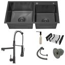 Ver imagem 1 de Cuba Cozinha Dupla Aço Inox Preta 78x43 Quadrada C/torneira