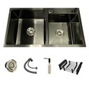 Ver imagem 2 de Cuba Cozinha Dupla Aço Inox Preta 78x43 Quadrada C/torneira