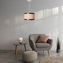 Ver imagem 4 de Lustre Pendente Rústico Madeira e Telinha Oriental Moderno:luminária Palha/fio Preto