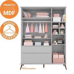 Quarto Infantil Bebê Melinda Cômoda Guarda Roupa Cinza - 4