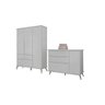 Quarto Infantil Bebê Melinda Cômoda Guarda Roupa Cinza - 1