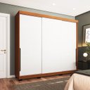 Ver imagem 1 de Roupeiro Madri 3 Portas de Correr 4 Gavetas 217x213cm Branco/Freijó 250704