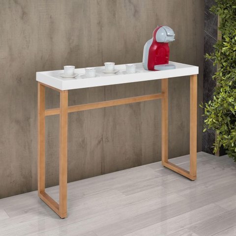 Aparador Buffet Slim para Sala Cozinha Pés Madeira Tampo Mdf Off White