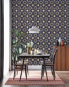 Ver imagem 3 de Papel de Parede Adesivo Arabesco Azul e Amarelo 2,80m