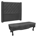 Ver imagem 1 de Kit Cabeceira e Calçadeira Recamier Queen 1,60m Vicenza Suede - Pallazio Cinza