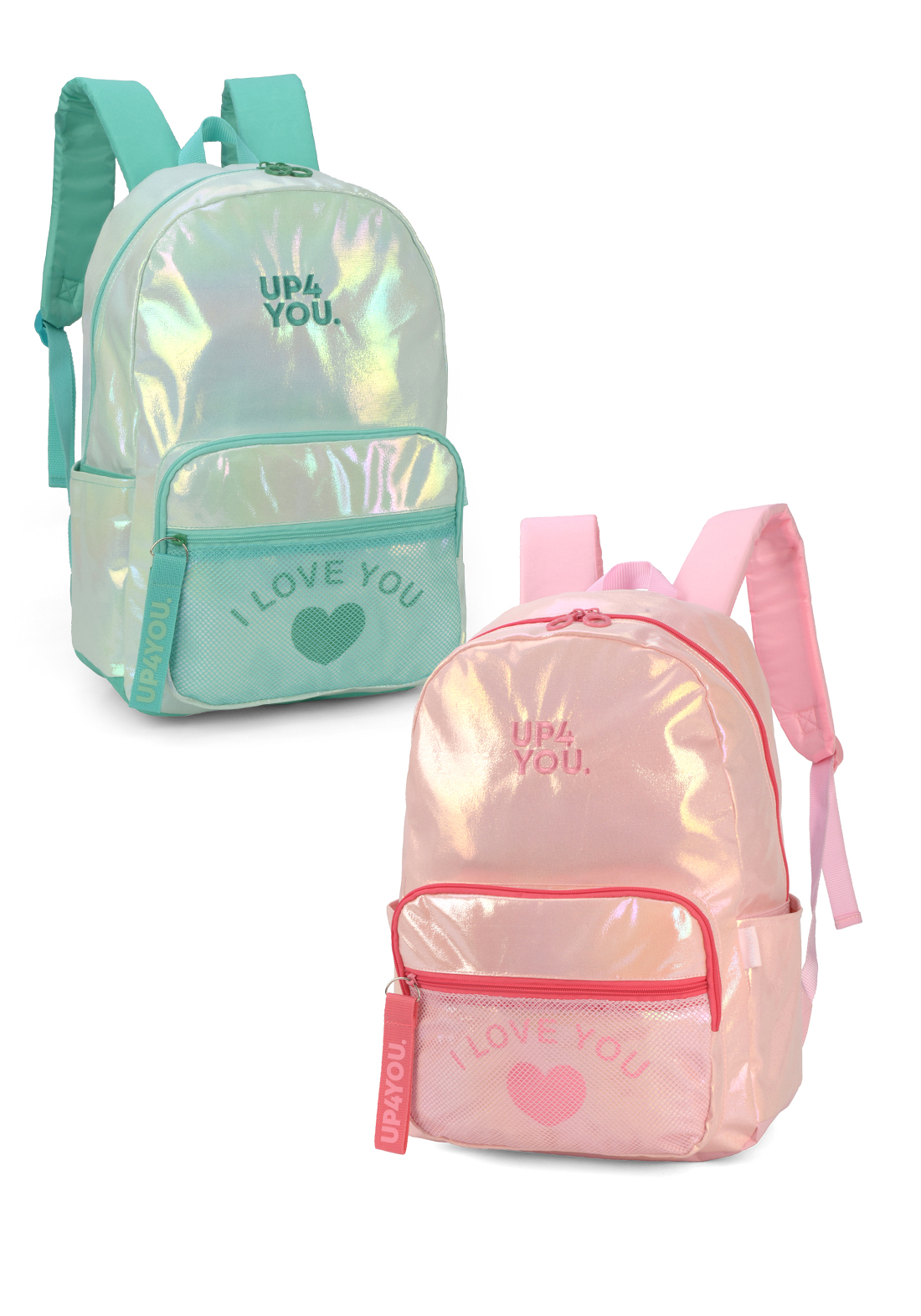 Mochila Costas Juvenil Luxo Up4you I Love You Brilho:verde - 7