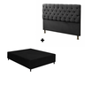 Base Cama Box Casal + Cabeceira Preto 138x188cm - 2