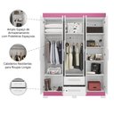 Ver imagem 4 de Guarda Roupas Casal Juvenil 6 Portas 2 Gavetas Líbano Branco / Rosa Notável