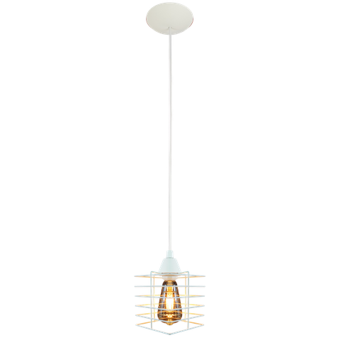 Pendente Aramado Boxy Branco Sala Quarto Cozinha Banheiro