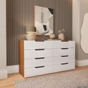 Ver imagem 1 de Cômoda Madri com 8 Gavetas 150x84cm Branco/Freijó 250697