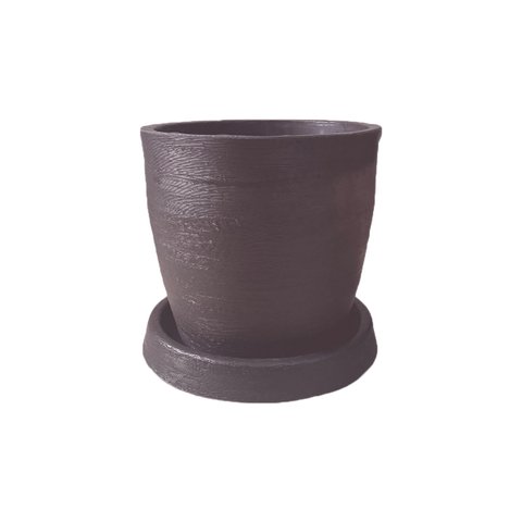 Vaso Plantar com Prato 30x30 Classico Oval Moderno Polietileno Bgplasticos V13 Marrom Chocolate 020