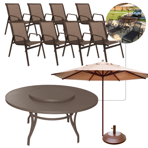 Conjunto Sevilha com 8 Cadeiras e Mesa Giratória Piscina