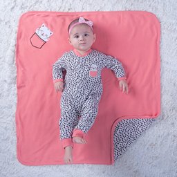 Manta para Bebê em Malha Algodão Pimpolho:rosa Escuro - 4
