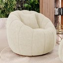 Ver imagem 1 de Poltrona Decorativa Estilo Concha Abóbora Shell Giratória Bouclê Bege - Desk Design