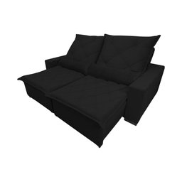 Sofá Retrátil Luxo Uruguai 3 Lugares em Veludo Preto 2m - 2